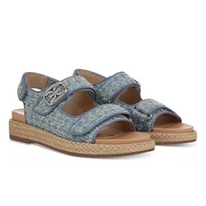 Sam Edelman Women's‎ Arlo Double-Strap Flat Sandals Blue Denim Size 6